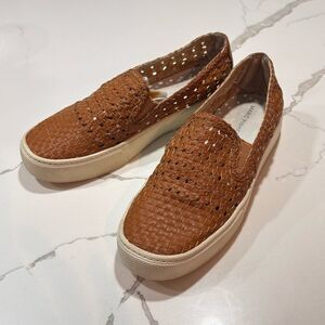 Marc Fisher | Women’s Weave Cutout Leather Tan and White Sneakers Shoes 6.5